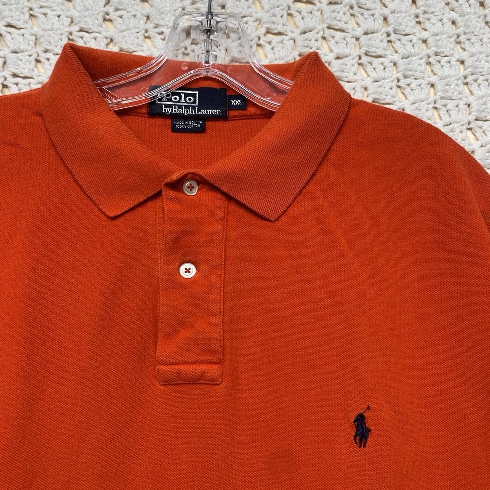 Vtg Polo Ralph Lauren Polo Shirt Mens 2XL Red Short Sleeve Black Pony Cotton - Picture 2 of 8